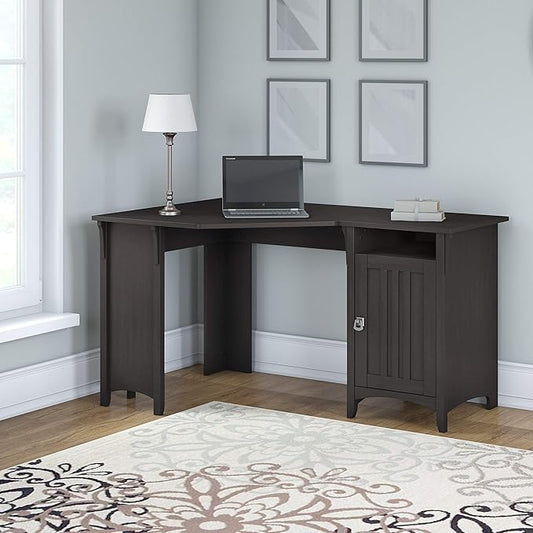 Bush Furniture Salinas 55, Corner Desk with Storage Cabinet, Vintage Black (SAD155VB-03)