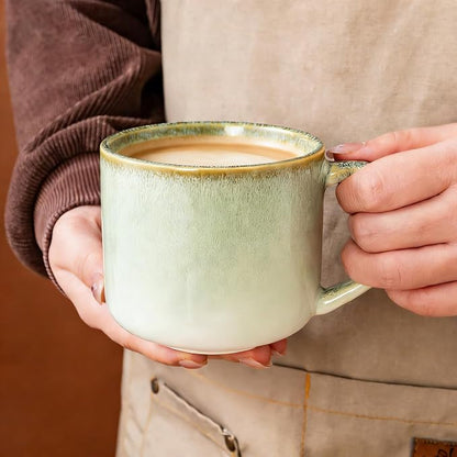 10 oz Ceramic Coffee Mugs Set of 4, Large Coffee Cups with Handles | Coffee Mug with Handles for Coffee, Tea, Cappuccino, Latte, Cocoa, Cereal, Mug Set Gift for Wedding, Microwave Safe