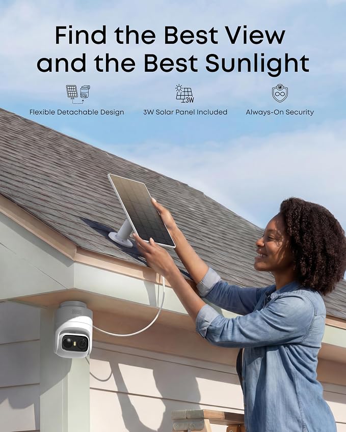 eufy Security eufyCam C37 4-Cam Kit, 360° Pan&Tilt Auto tracking, Security Cameras Wireless Outdoor, 2K Solar Powered, Human/Vehicle/Pet/Face AI Detection, No Subscription, Built-in 64GB Local Storage