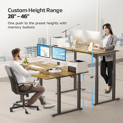 Dripex Standing Desk, 63"/ 71" L Shaped Desk Adjustable Height, Electric Corner Stand Up Desk Large Home Office Desk Computer Workstation, Dual Motor Sit Stand Desk 4 Legs, Super Stable