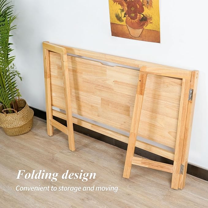 Computer Desk, Foldable Desk, Home Office Desks, Solid Wood Writing Desk, Mid Century Modern Desks, Oak Study Table, Folding Desks for Small Spaces, 47.2 W x 27.6 H x 13.6 D Inches, Natural