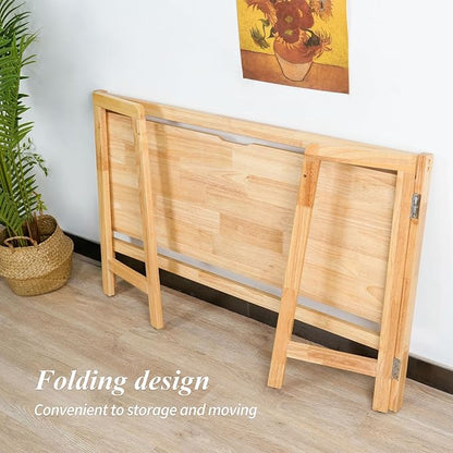 Computer Desk, Foldable Desk, Home Office Desks, Solid Wood Writing Desk, Mid Century Modern Desks, Oak Study Table, Folding Desks for Small Spaces, 47.2 W x 27.6 H x 13.6 D Inches, Natural