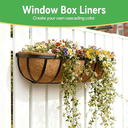 ZeeDix 30 Inch Trough Coconut Liners for Planters - 100% Natural Coconut Coir Fiber Planter Liners Replacement for Window Boxes, Wall Baskets, Deck Flower Boxes, Garden Railing Fence Troughs (2-Pack)
