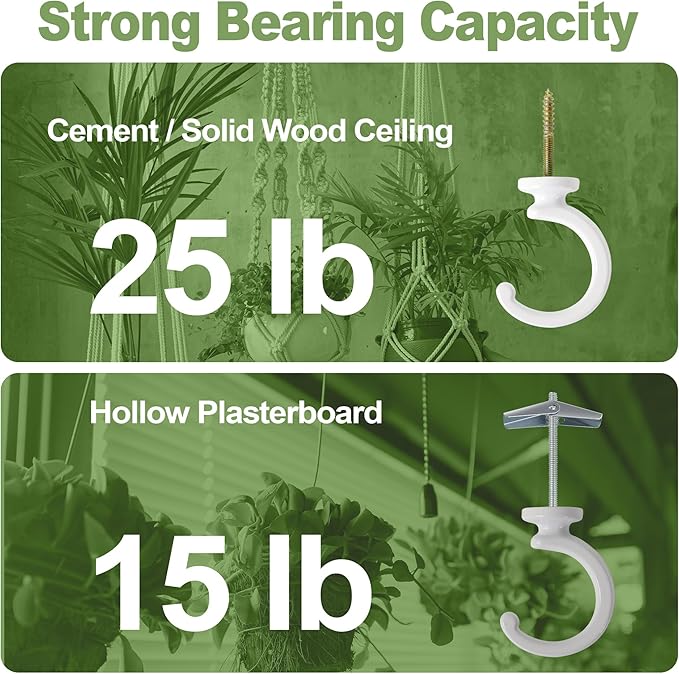 6pcs Ceiling Hooks for Hanging Plants,Hanging Hanging Lights Metal Small Hooks,Indoor Outdoor Wall Heavy Duty Plant Hanger Swag Hook