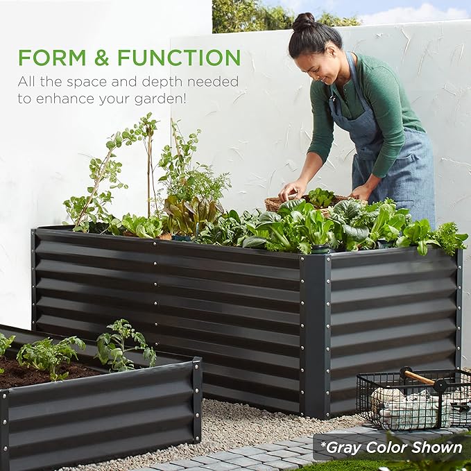 Best Choice Products 6x3x2ft Outdoor Metal Raised Garden Bed, Deep Root Box Planter for Vegetables, Flowers, Herbs, 269 Gallon Capacity, 100% Non Toxic Materials - Royal Red