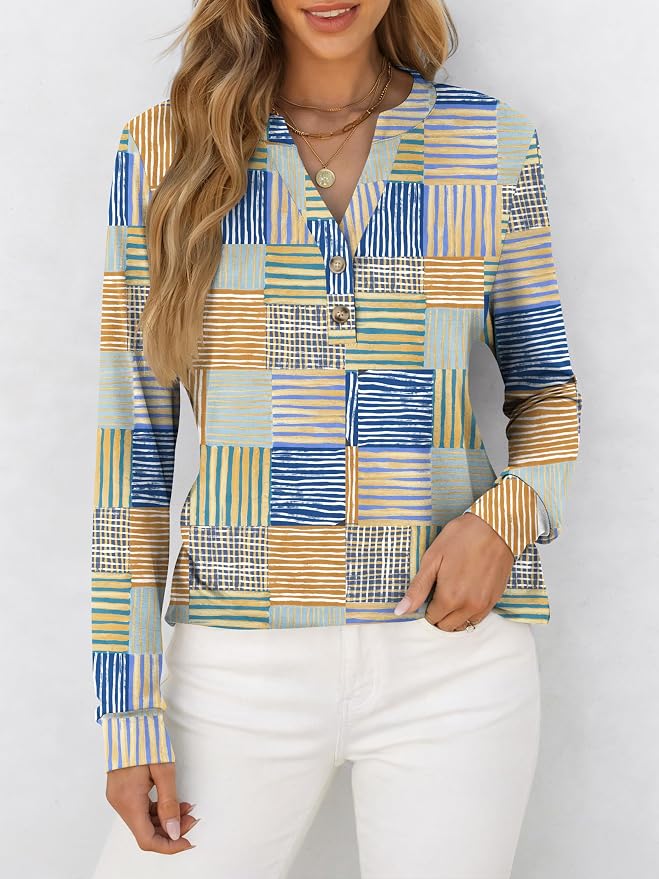 ANRABESS Women's Long Sleeve Shirts 2026 Spring Fashion Dressy Casual Tops Trendy Henley Blouses Cute Work Outfits Clothes