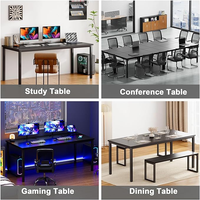 Need Large Computer Desk 70.8 x 31.5 inches Conference Table Large Office Desk Writing Table Workstation for Home Office,Black 10FJGSAC3-180BK-ND