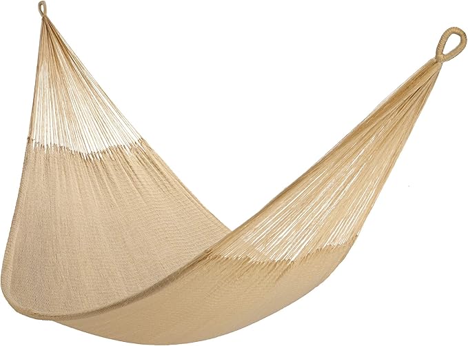 Handwoven Hammock by Yellow Leaf Hammocks - Family Size, Fits 2+ PPL, 550lb max - Weathersafe, Super Strong, Easy to Hang, Ultra Soft, Artisan Made - Color: Natural Khaki