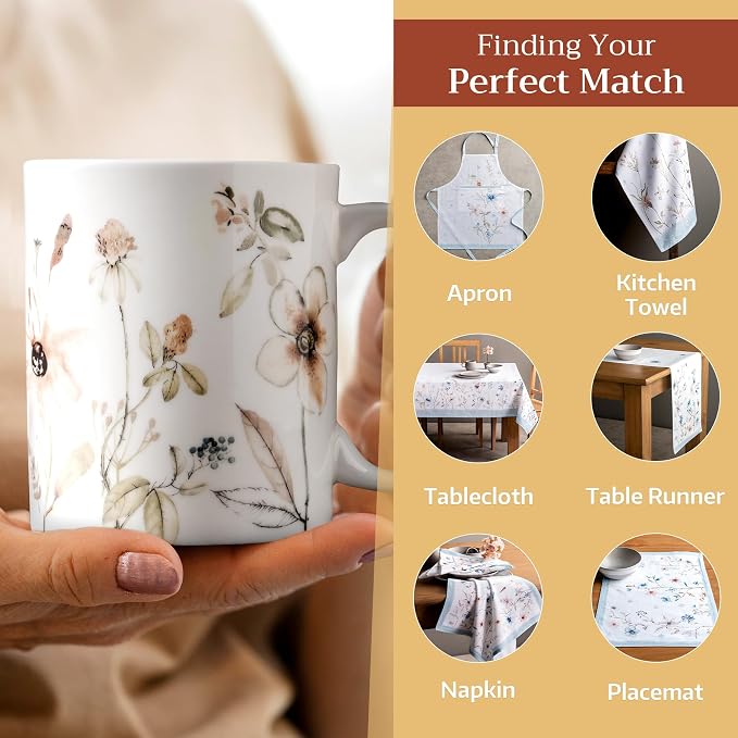Maison d' Hermine Coffee Mug with Handles Tea Cups (15 Ounce, Pack of 2) | Fine Bone China Coffee Mugs for Hot Beverages Cappuccino Latte Home Restaurant Hotel Spring Summer -Ice Florals