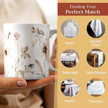 Maison d' Hermine Coffee Mug with Handles Tea Cups (15 Ounce, Pack of 2) | Fine Bone China Coffee Mugs for Hot Beverages Cappuccino Latte Home Restaurant Hotel Spring Summer -Ice Florals