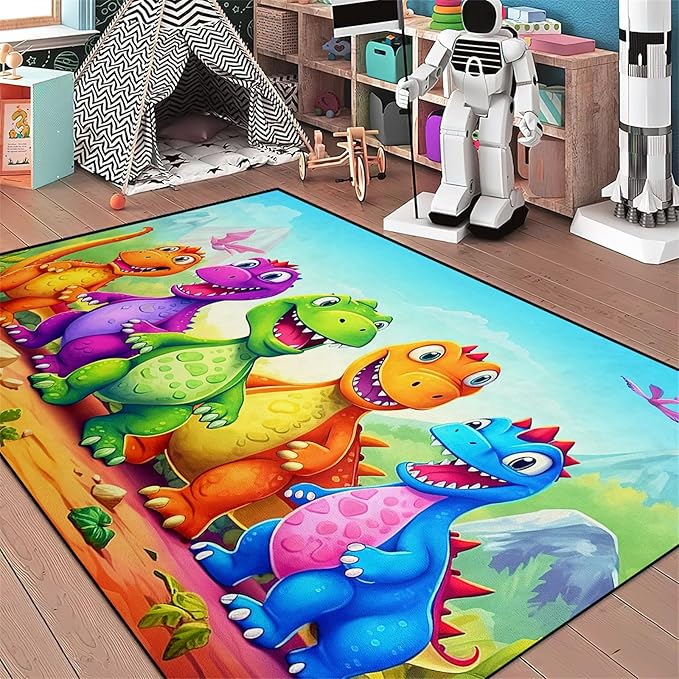 Dinosaur Carpet for Boys Room - Dinosaur Rugs for Boys Bedroom Cartoon Dinosaur Rug Kids Rugs for Bedroom Cute Dinosaur Area Rug for Living Room Bedroom Kids Room,2'5''×4'