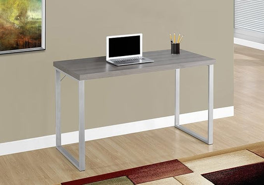 Monarch Specialties 7155 Computer Desk, Home Office, Laptop, 48" L, Work, Metal, Laminate, Brown, Grey, Contemporary, Modern Desk-48 L Dark Taupe Silver, 47.25" L x 23.75" W x 30" H