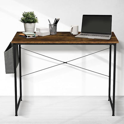 YSSOA 40/47 Inch Computer, Modern Simple Style Home Office, Study Student Writing, Vintage Wooden Desk, 40 Inch, Brown