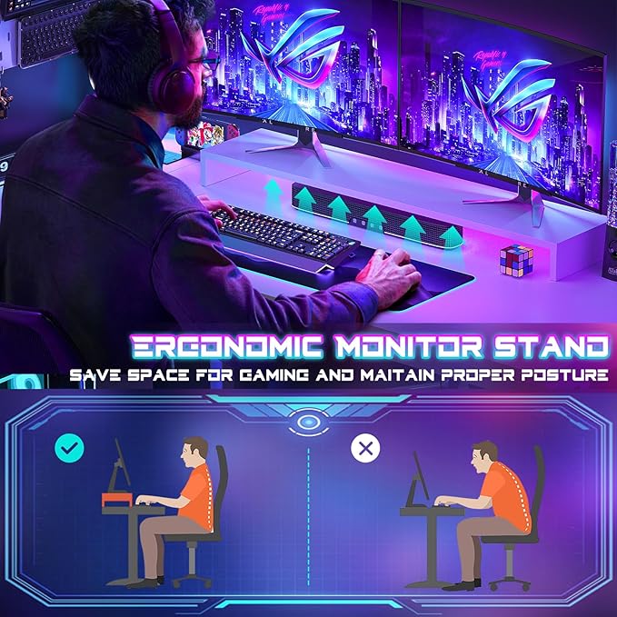Homieasy Small Gaming Desk with Power Outlets Pegboard LED Light, 51 Inch L Shaped Computer Desk with Monitor Stand Storage Shelves, Reversible Corner Desk with Headset Hooks, White