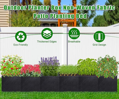 POILKMNI 12x2x1ft Fabric Raised Garden Bed - Outdoor Planter Box Non-Woven Fabric Patio Planting Bed Garden Grow Bed Bag for Growing Herbs, Flowers and Vegetables