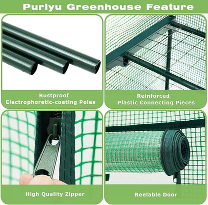 Mini Greenhouse for Indoor Outdoor,Plant Green House 4-Tier Rack Stand Portable Greenhouses with Durable PE Cover for Seedling, 2.5x1.6x5.2 FT Ideal Gardening Gifts for Women Men(PLGH704G)