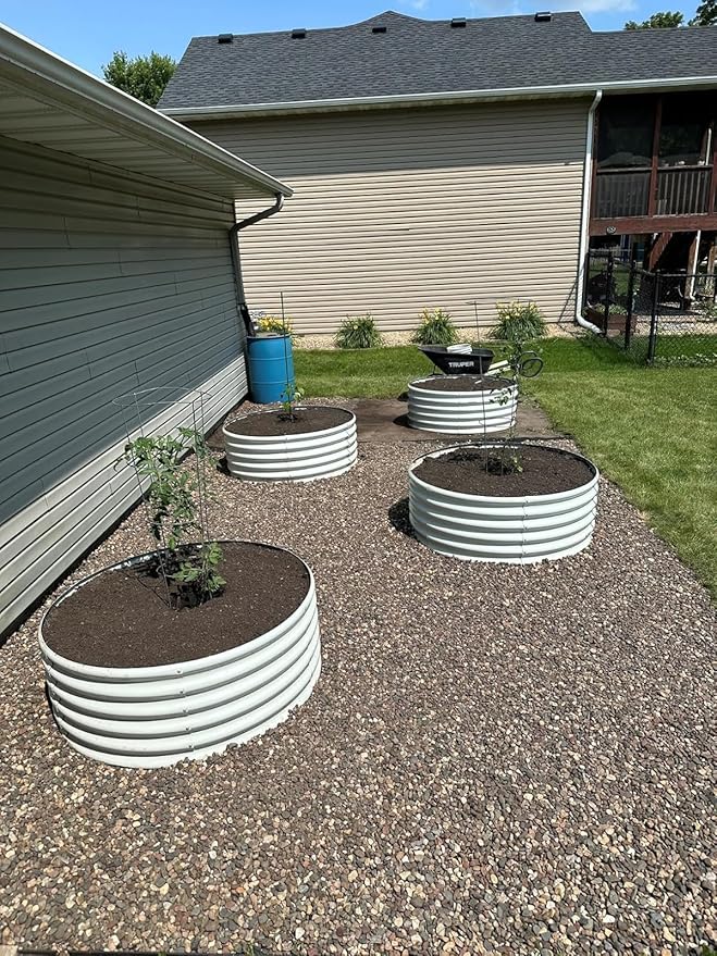 A ANLEOLIFE 14-Pack Deep Root Galvanized Raised Garden Beds Outdoor for Planting Vegetables Flowers Herb, Antique White