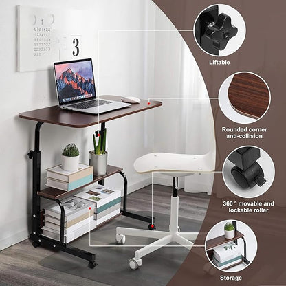 Portable Computer Desk Adjustable Home Office Desk Bedside Universal Movable Table Small Spaces Furniture Storage Convenient Desk Home Office Living Room Sofa Desk Size 15.7 * 31.5 Inch,Pure Brown