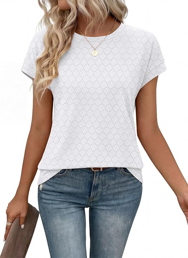 Alaroo Womens Summer Tops Short Sleeve Shirts Crew Neck Tshirt Cute Trendy Tunic Blouses (S-3XL)