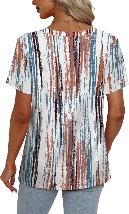 Alaroo Womens Summer Tops 2026 V Neck Short Sleeve Shirts Trendy Dressy Casual Vacation Outfits Printed