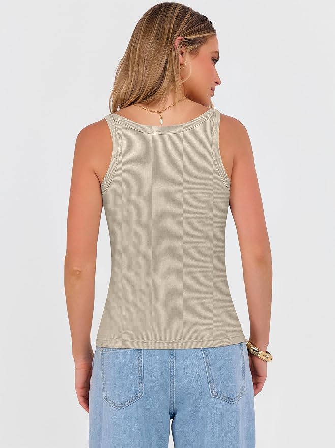 ANRABESS V Neck Tank Tops for Women Ribbed Knit Camisole 2026 Summer Casual Sleeveless Slim Fitted Basic Cami Shirts Clothes