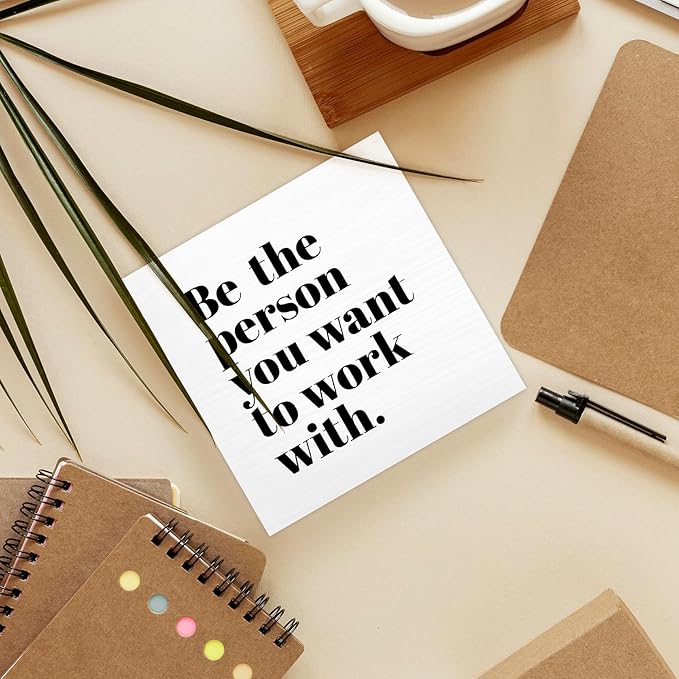 Be The Person You Want to Work With Inspirational Black Wood Box Sign Desk Decor, Teamwork Motivational White Wooden Block Sign Decorations for Home Office Workplace Wall Tabletop Shelf Decor