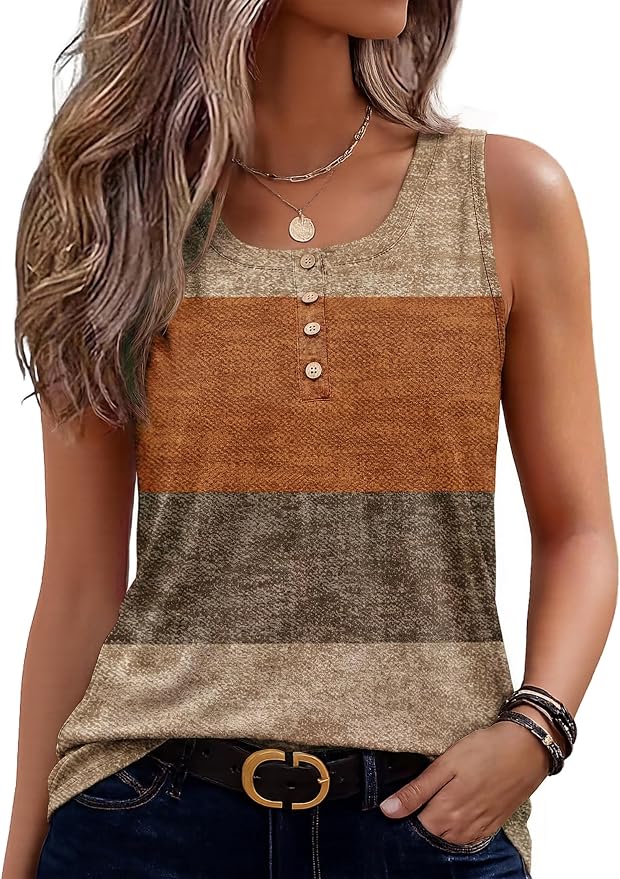Zeagoo Womens Tank Tops Summer Sleeveless Tops Loose Button Henley Shirts Crew Neck Dress Casual 2026 Clothes