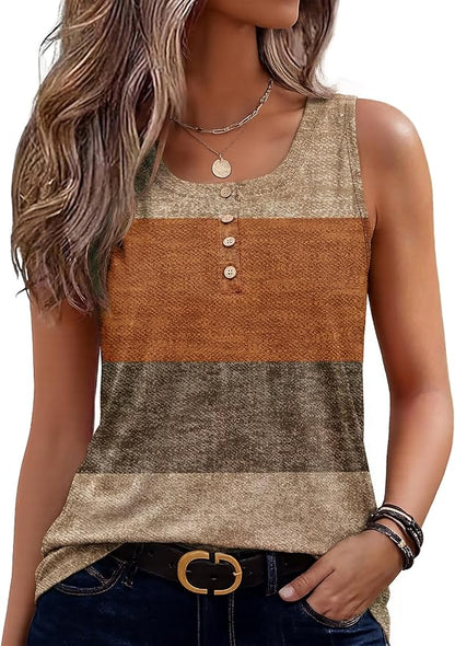 Zeagoo Womens Tank Tops Summer Sleeveless Tops Loose Button Henley Shirts Crew Neck Dress Casual 2026 Clothes
