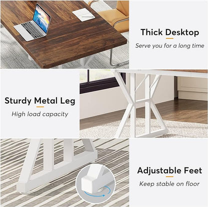 70.8-Inch Large Executive Desk, Modern Computer Office Desk, Wooden Writing Desk Study Table for Home Office