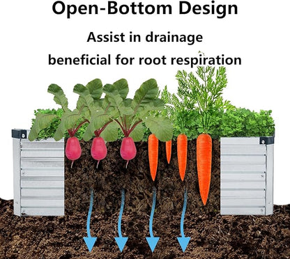 2 Pack 6x1.5x1FT Galvanized Raised Garden Beds Kit Outdoor Metal Gardening Planter Box for Vegetable Elevated Flower Herbs,Silver