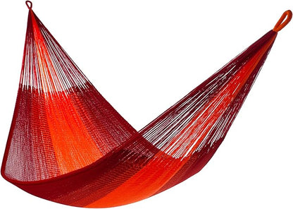 Handwoven Hammock by Yellow Leaf Hammocks - Family Size, Fits 2+ PPL, 550lb max - Weathersafe, Super Strong, Easy to Hang, Ultra Soft, Artisan Made - Color: Red - Orange