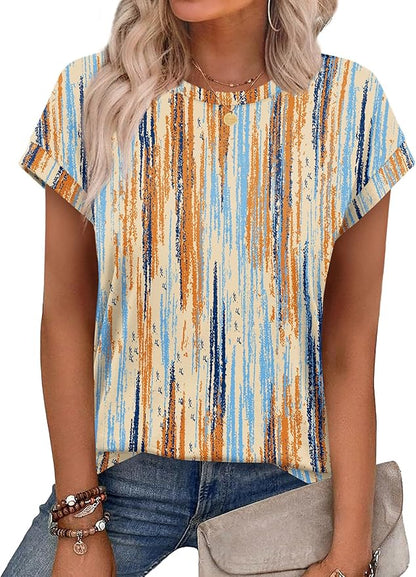Alaroo Womens Summer Tops Short Sleeve Shirts Crew Neck Tshirt Cute Trendy Tunic Blouses (S-3XL)