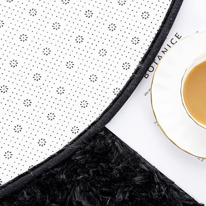 Noahas Black Fluffy Rugs for Bedroom,2'X 5' Oval Ultra Soft Bedroom Rugs,Small Throw Rugs, Kids Room Carpet Modern Shaggy Area Rugs Home Decor