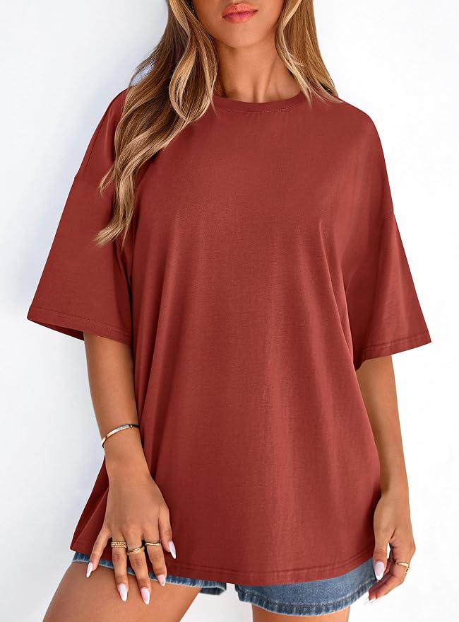 PRETTYGARDEN Womens 2026 Spring Going Out Tops Casual Short Sleeve Crewneck Loose Fit Basic Oversized T Shirts Summer Outfits