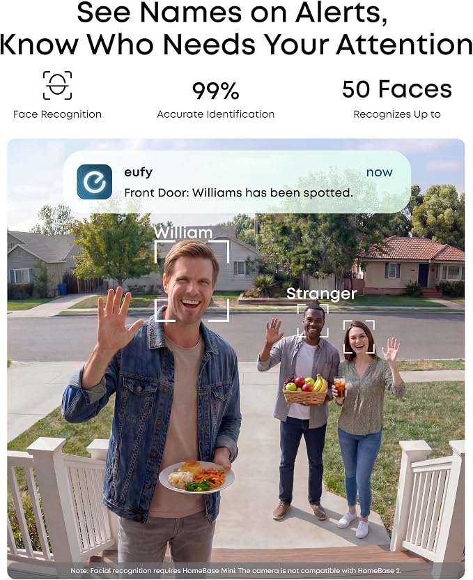 eufy Security eufyCam C37 4-Cam Kit, 360° Pan&Tilt Auto tracking, Security Cameras Wireless Outdoor, 2K Solar Powered, Human/Vehicle/Pet/Face AI Detection, No Subscription, Built-in 64GB Local Storage
