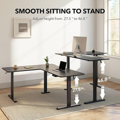 FEZIBO L Shaped Standing Desk, Electric Stand up Height Adjustable Home Office Table, Sit Stand Desk, Black Top