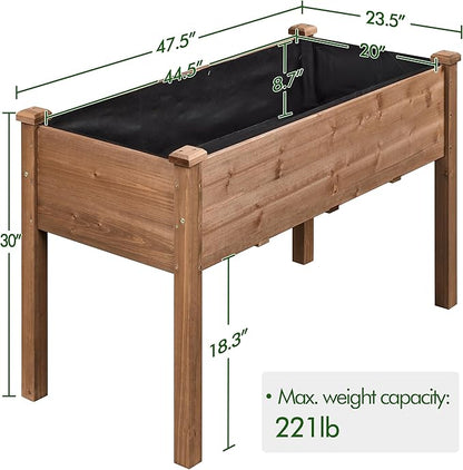 Yaheetech 2pcs Raised Garden Bed 48x24x30in Elevated Wooden Horticulture Planter Box with Legs Standing Growing Bed for Gardening/Backyard/Patio/Balcony, Dark Brown