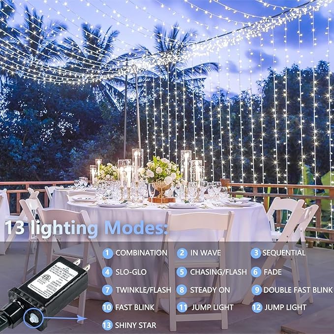 Connectable 200 LED String Lights Indoor Outdoor, 66FT Cool White Christmas Lights Waterproof, 13 Modes with Timer, Twinkle Fairy Lights Plug in Clear Wire for Christmas Tree, Bedroom, Classroom Decor