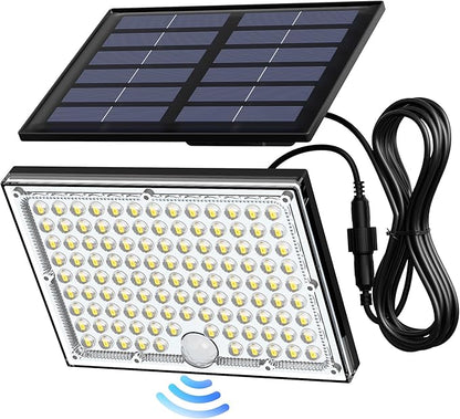 JACKYLED Solar Lights Outdoor with Motion Sensor, 113LED Cool White Solar Flood Lights, Waterproof Dusk to Dawn Solar Powered Security Spot Lights for Porch Patio Yard Garage, 1 Pack