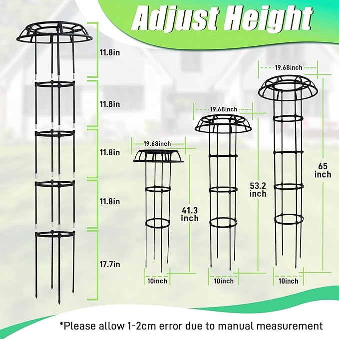 Garden Trellis for Climbing Plants Outdoor,41.3 Inch Mushroom Top Trellis for Climbing Plants, Rustproof Metal Plant Flower Trellises for Vine Rose Flower Tomato Support Outdoor Indoor,1 Pack