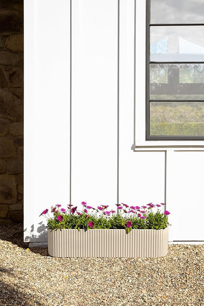 Veradek Demi Series Window Box Planter - Long Planter Box for Windowsill/Balcony | Durable Plastic-Stone Composite Material | Modern Décor for Flowers/Herbs