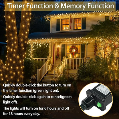 Christmas Lights Indoor Outdoor, Clear Wire 66Ft 200 LED String Lights for Bedroom, 13 Modes Twinkle Fairy String Lights for Xmas Tree Wedding Party Bedroom Garden Decorations (Warm White)