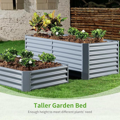 Land Guard 6×3×2ft Galvanized Raised Garden Bed, Planter Boxes Outdoor, Raised Garden Beds Outdoor for Vegetables, Flowers, Herbs, 269 Gallons, Modern Gray…