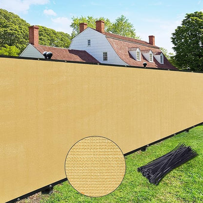 UPGRADE Privacy Fence Screen 4'x45' Sand Outdoor 90% Visibility Blockage 170 GSM Mesh Shade Cover Panels for Backyard,Balcony,Home Decoration with Zip Ties,Customized Avaliable