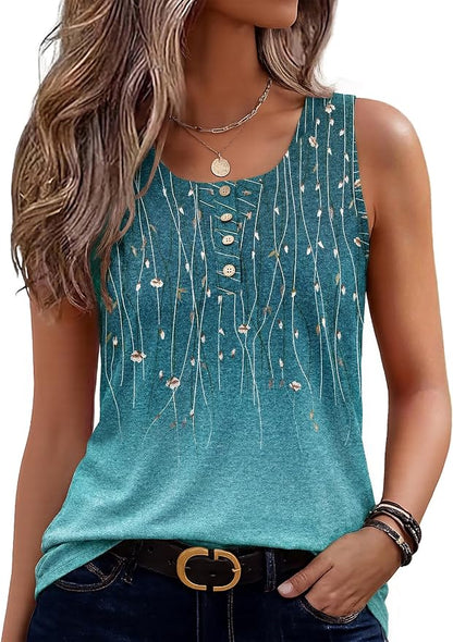 Zeagoo Womens Tank Tops Summer Sleeveless Tops Loose Button Henley Shirts Crew Neck Dress Casual 2026 Clothes