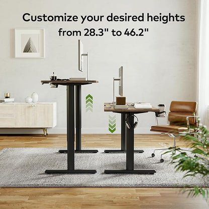 FAMISKY Electric Standing Desk, 63 x 24 Inches Height Adjustable Desk, Ergonomic Home Office Computer Workstation with Vertical Splice Board, Rustic Brown