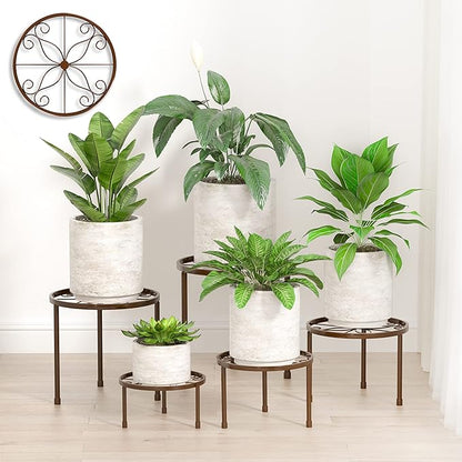 5-Pack Decent Metal Plant Stands, Heavy Duty Flower Pot Stands for Multiple Plant, Anti-Rust Iron Plant Pot Shelf, Decoration Racks for Home Indoor and Outdoor (5 Pack Bronze)