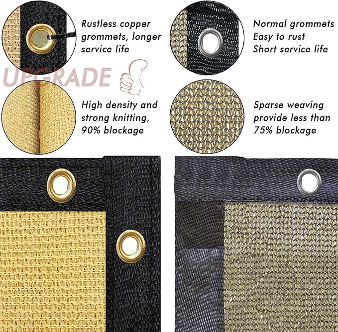 UPGRADE Privacy Fence Screen 4'x45' Sand Outdoor 90% Visibility Blockage 170 GSM Mesh Shade Cover Panels for Backyard,Balcony,Home Decoration with Zip Ties,Customized Avaliable