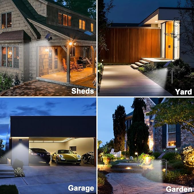 Solar Motion Lights Outdoor 2000LM Security Flood Lights IP67 Waterproof Spot Lights for Yard Porch Garage 3 Pack
