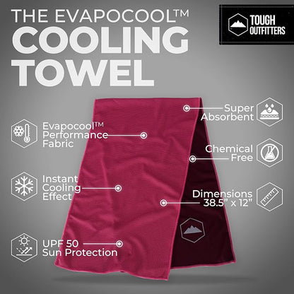Tough Outdoors Cooling Towels for Neck Face - Neck Cooling Towel for Hot Weather Yoga Sports Golf Sweat - Instant Cold Towel
